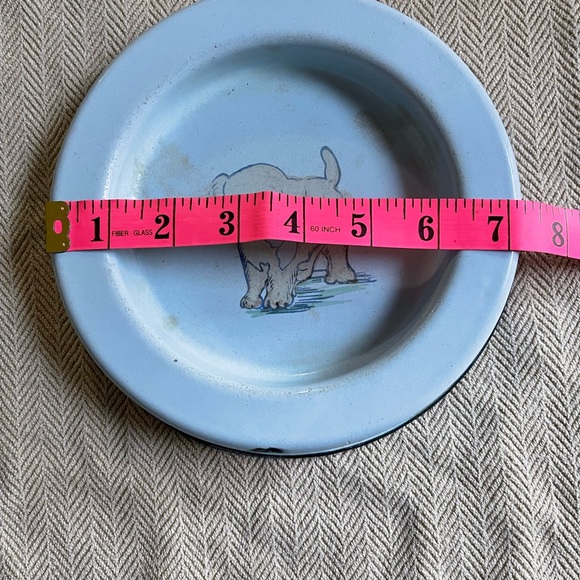 Rare Vintage Blue Enamel Dog Bowl - Picture 6 of 8